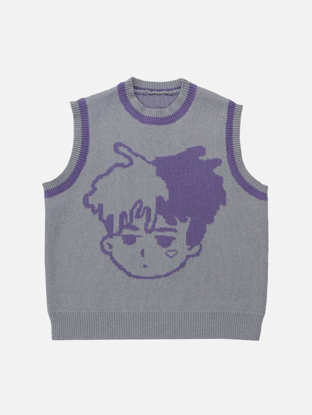 Helmiss - Cartoon Character Embroidery Sweater Vest- Streetwear Fashion - helmiss.com