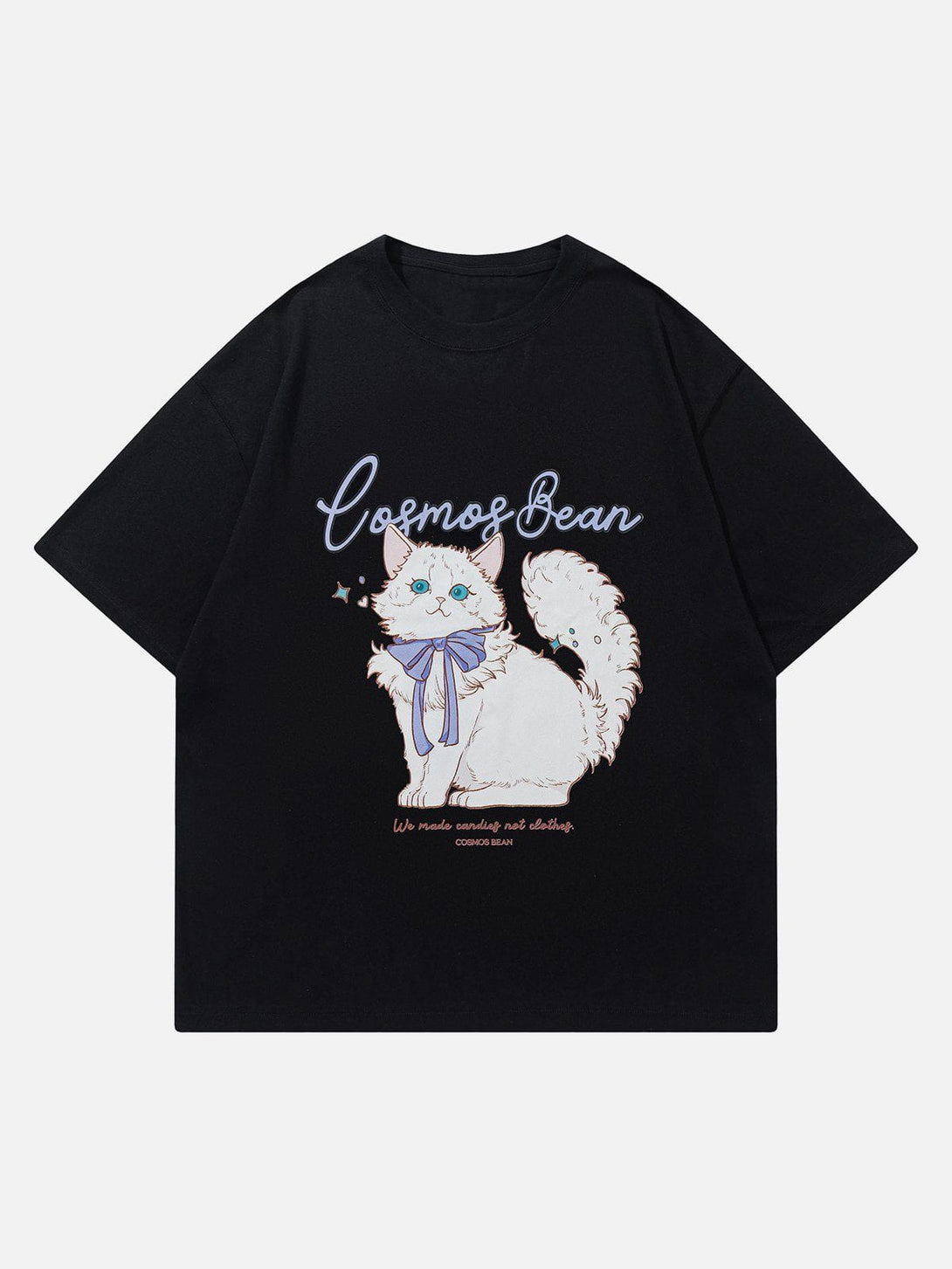 Helmiss - Cartoon Cute Cat Print Tee- Streetwear Fashion - helmiss.com