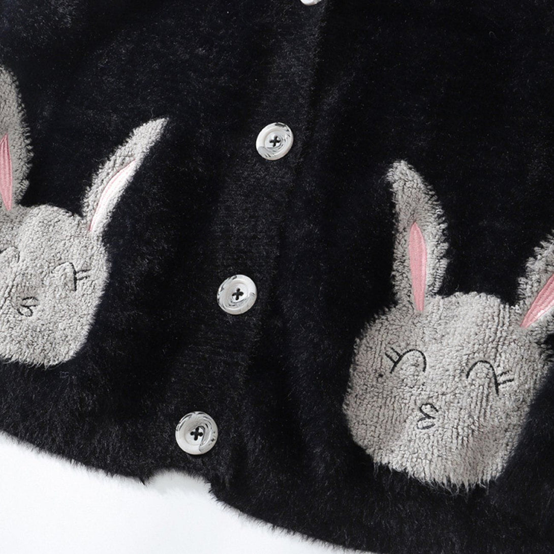 Helmiss - Cartoon Rabbit Embroidered Cardigan- Streetwear Fashion - helmiss.com