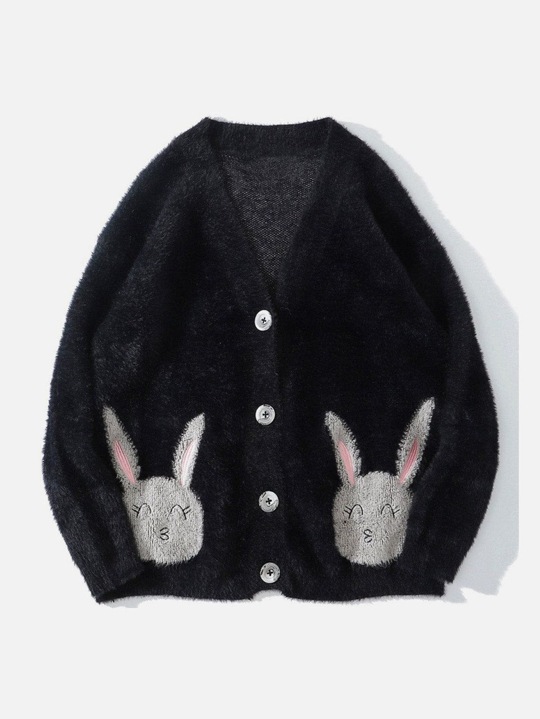 Helmiss - Cartoon Rabbit Embroidered Cardigan- Streetwear Fashion - helmiss.com