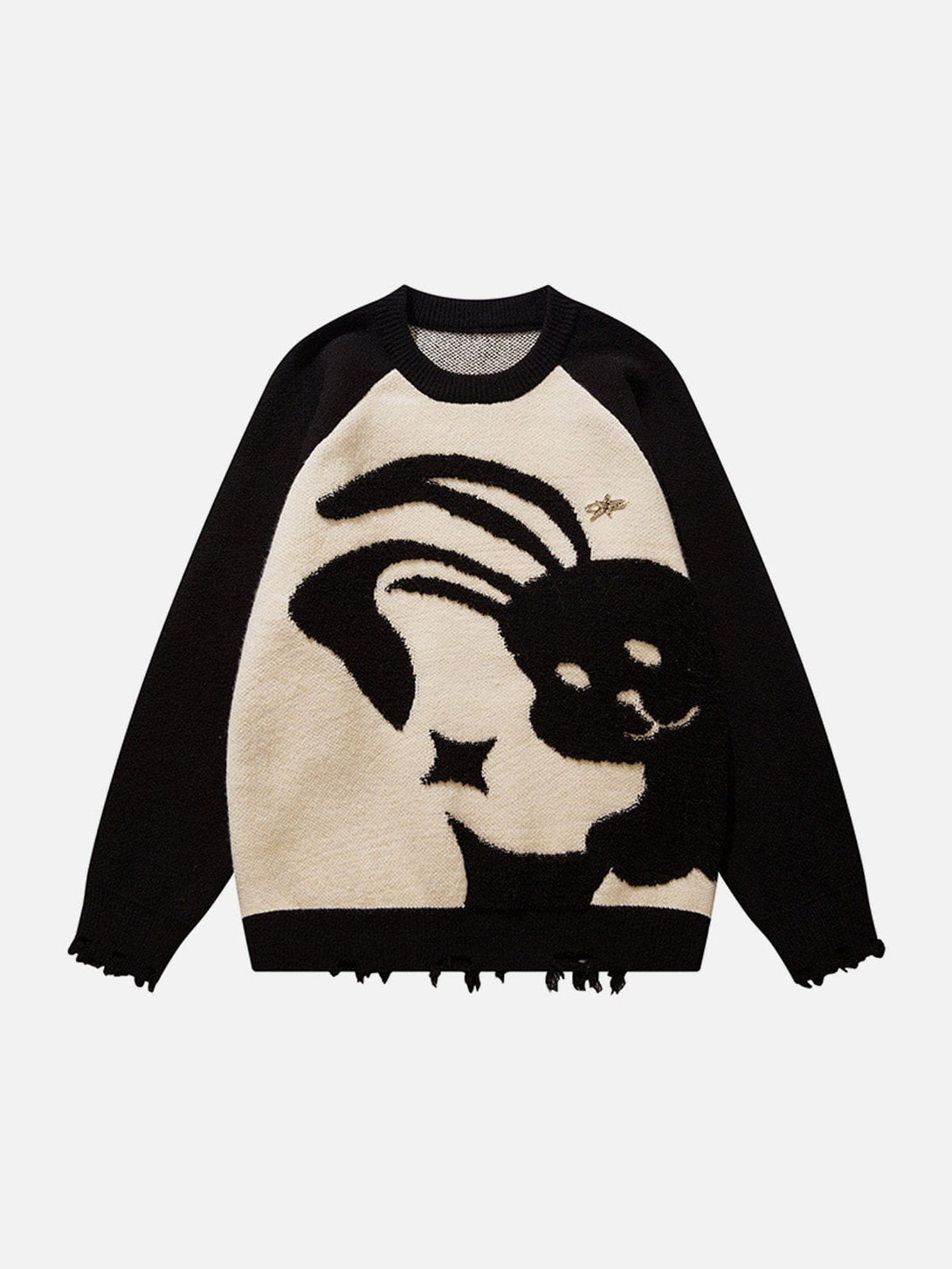 Helmiss - Cartoon Rabbit Embroidery Sweater- Streetwear Fashion - helmiss.com