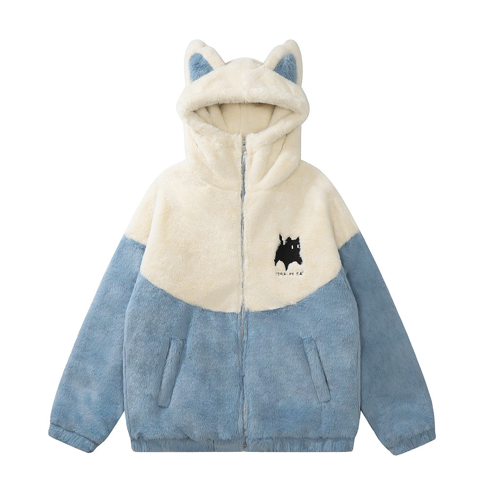 Helmiss - Cat Ear Hooded Wool Winter Coat- Streetwear Fashion - helmiss.com