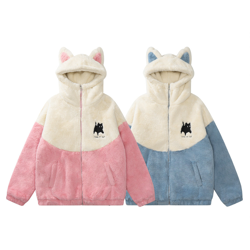 Helmiss - Cat Ear Hooded Wool Winter Coat- Streetwear Fashion - helmiss.com