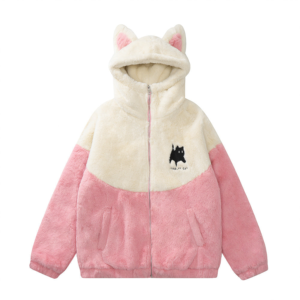 Helmiss - Cat Ear Hooded Wool Winter Coat- Streetwear Fashion - helmiss.com