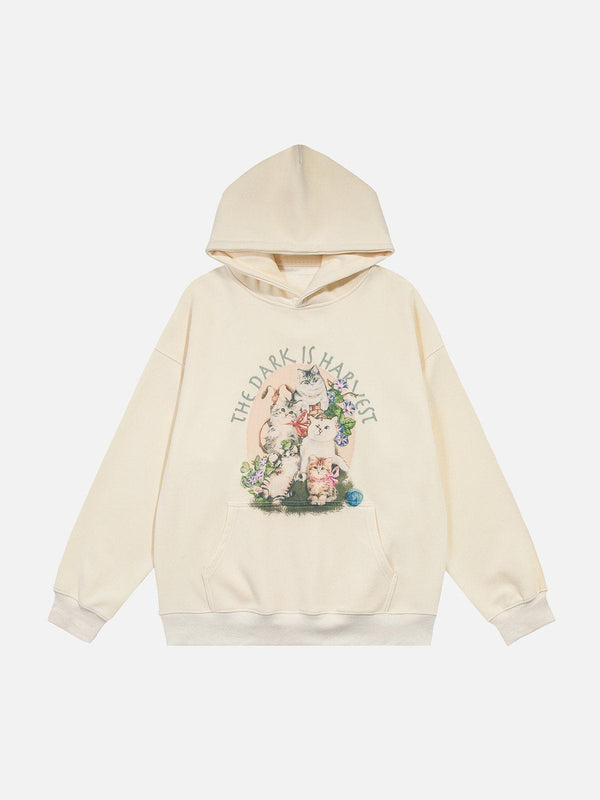 Helmiss - Cat Print Hoodie- Streetwear Fashion - helmiss.com