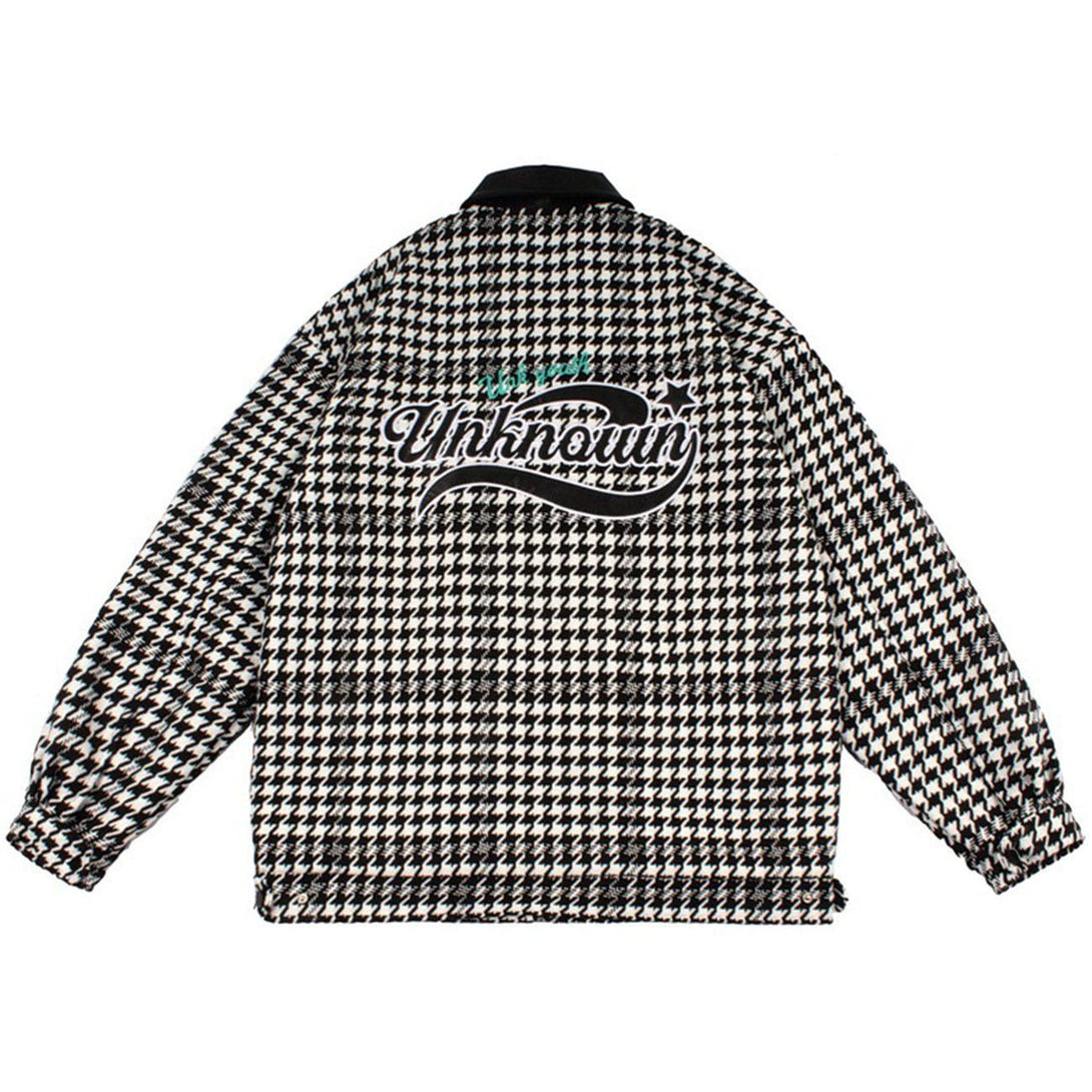 Helmiss - Check Badge Winter Coat- Streetwear Fashion - helmiss.com