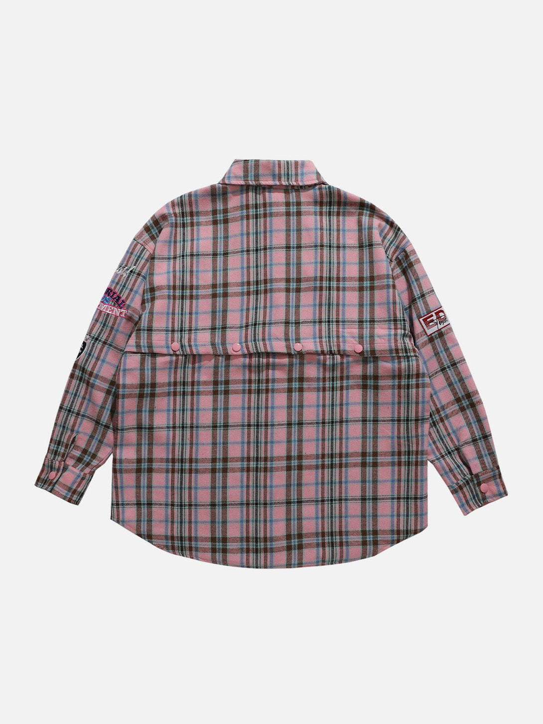 Helmiss - Check Print Detachable Shacket- Streetwear Fashion - helmiss.com