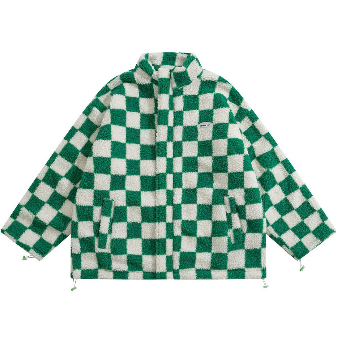 Helmiss - Checkerboard Double-sided Winter Coat- Streetwear Fashion - helmiss.com