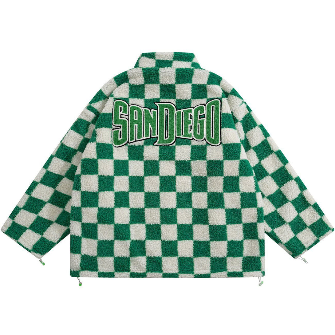 Helmiss - Checkerboard Double-sided Winter Coat- Streetwear Fashion - helmiss.com