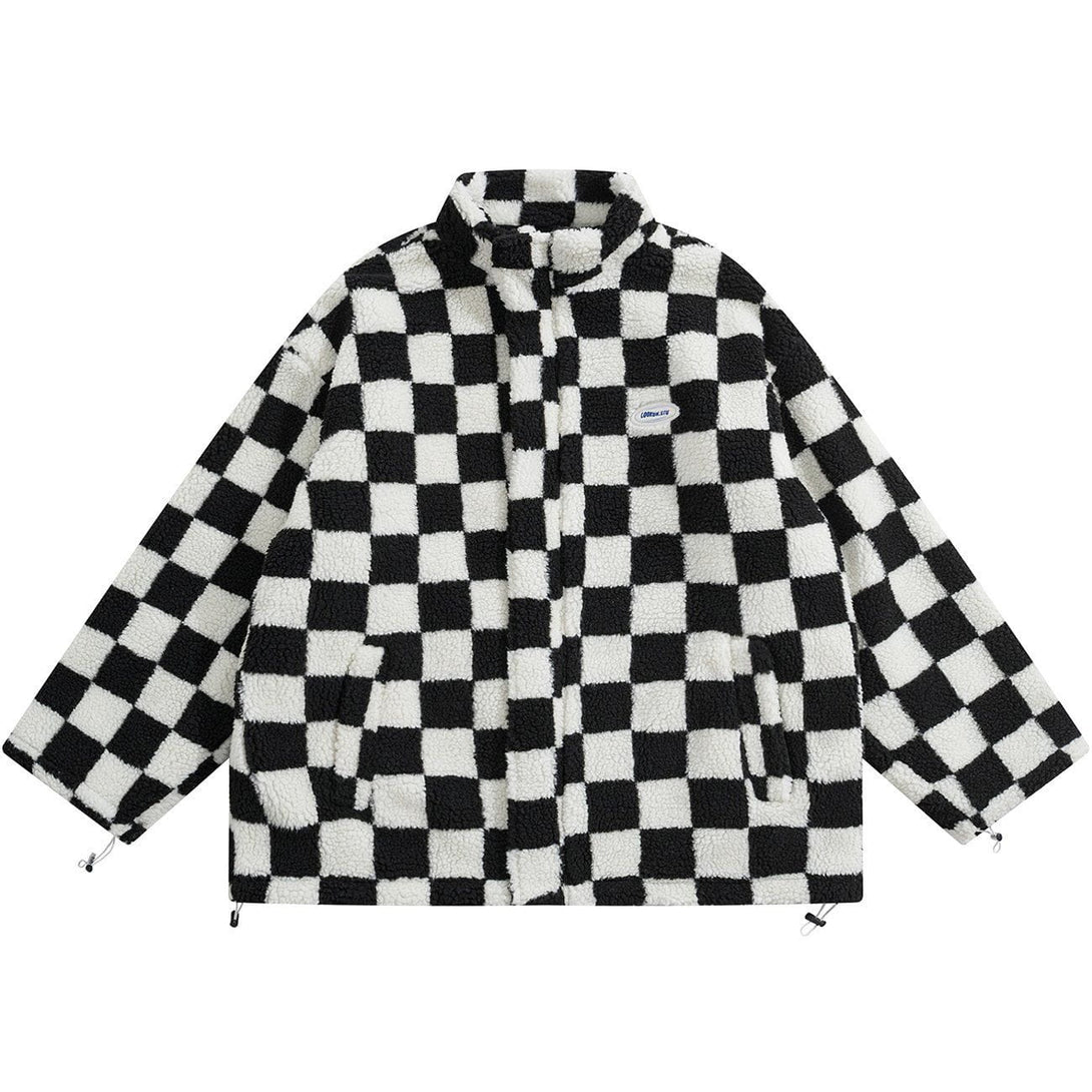 Helmiss - Checkerboard Double-sided Winter Coat- Streetwear Fashion - helmiss.com