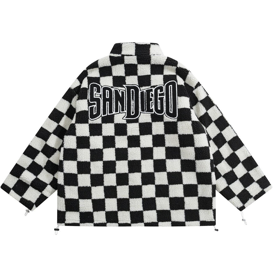 Helmiss - Checkerboard Double-sided Winter Coat- Streetwear Fashion - helmiss.com