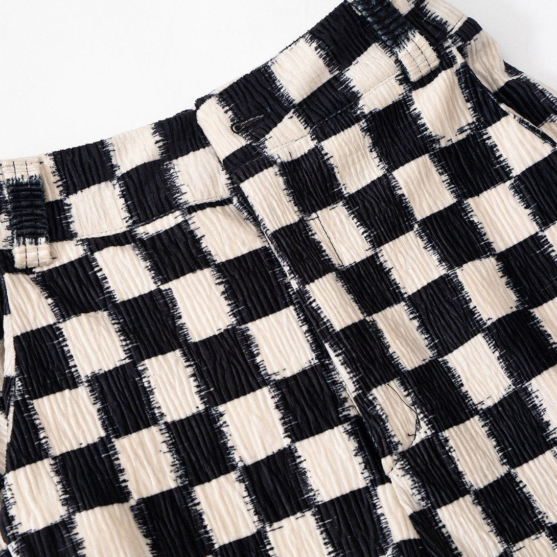 Helmiss - Checkerboard Elastic Horn Pants- Streetwear Fashion - helmiss.com