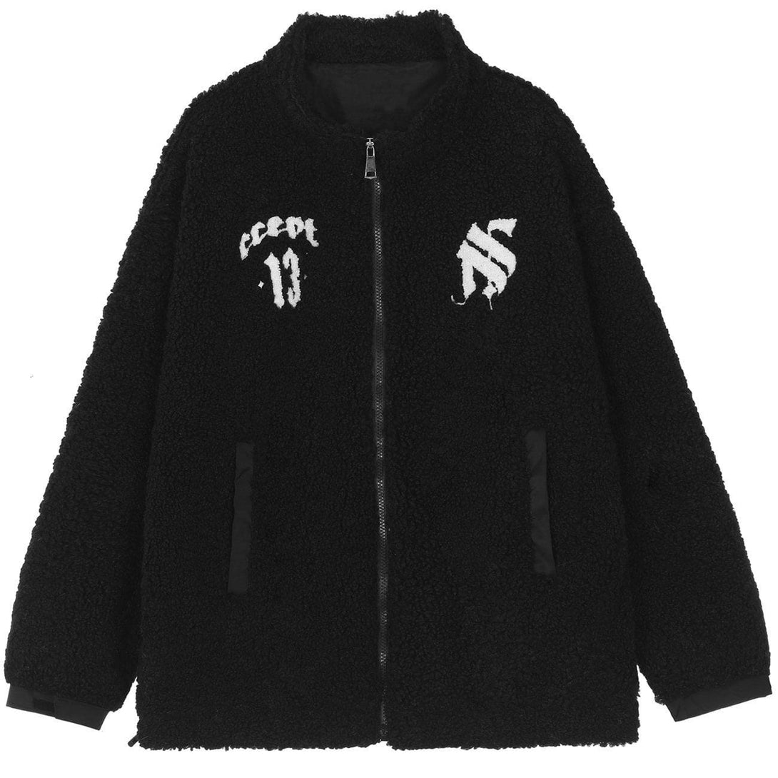 Helmiss - Checkerboard Pattern Sherpa Winter Coat- Streetwear Fashion - helmiss.com