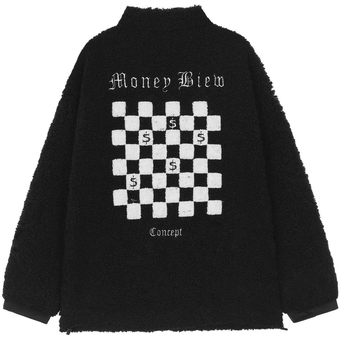 Helmiss - Checkerboard Pattern Sherpa Winter Coat- Streetwear Fashion - helmiss.com