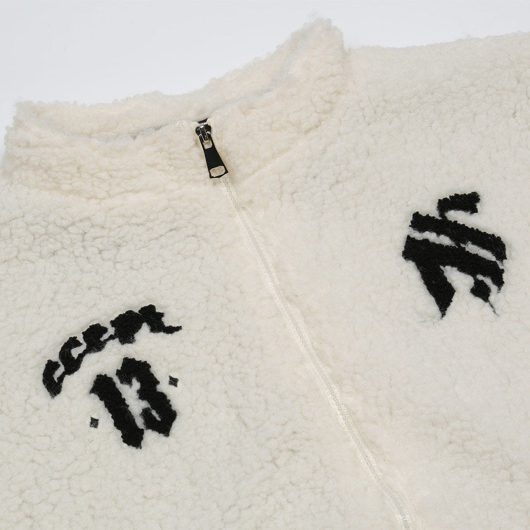 Helmiss - Checkerboard Pattern Sherpa Winter Coat- Streetwear Fashion - helmiss.com