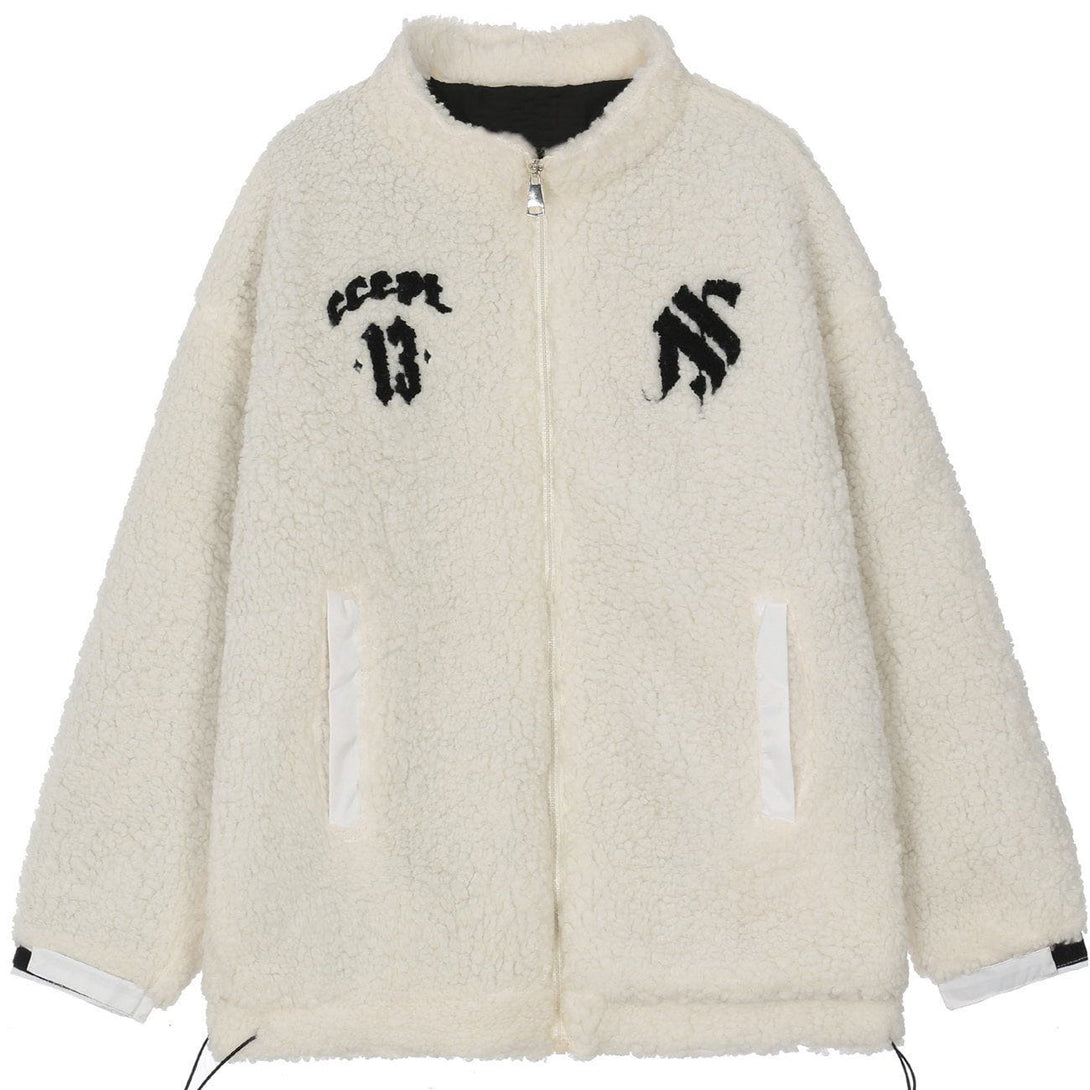 Helmiss - Checkerboard Pattern Sherpa Winter Coat- Streetwear Fashion - helmiss.com