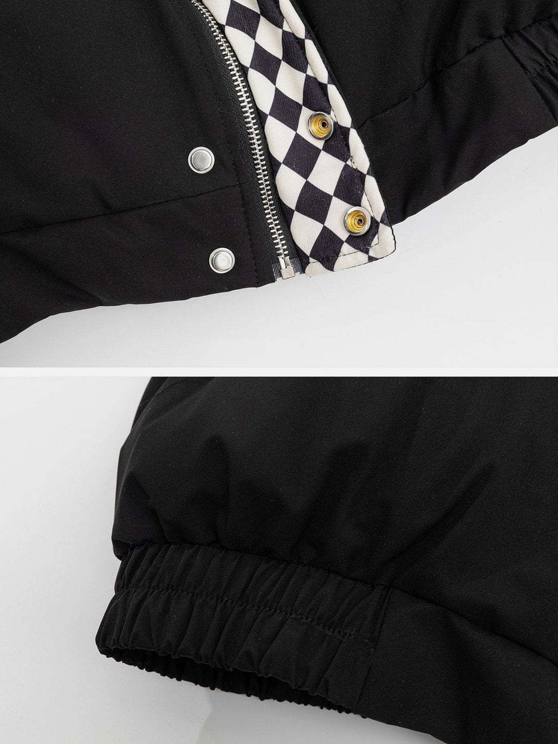 Helmiss - Checkerboard Print Neck Winter Coat- Streetwear Fashion - helmiss.com