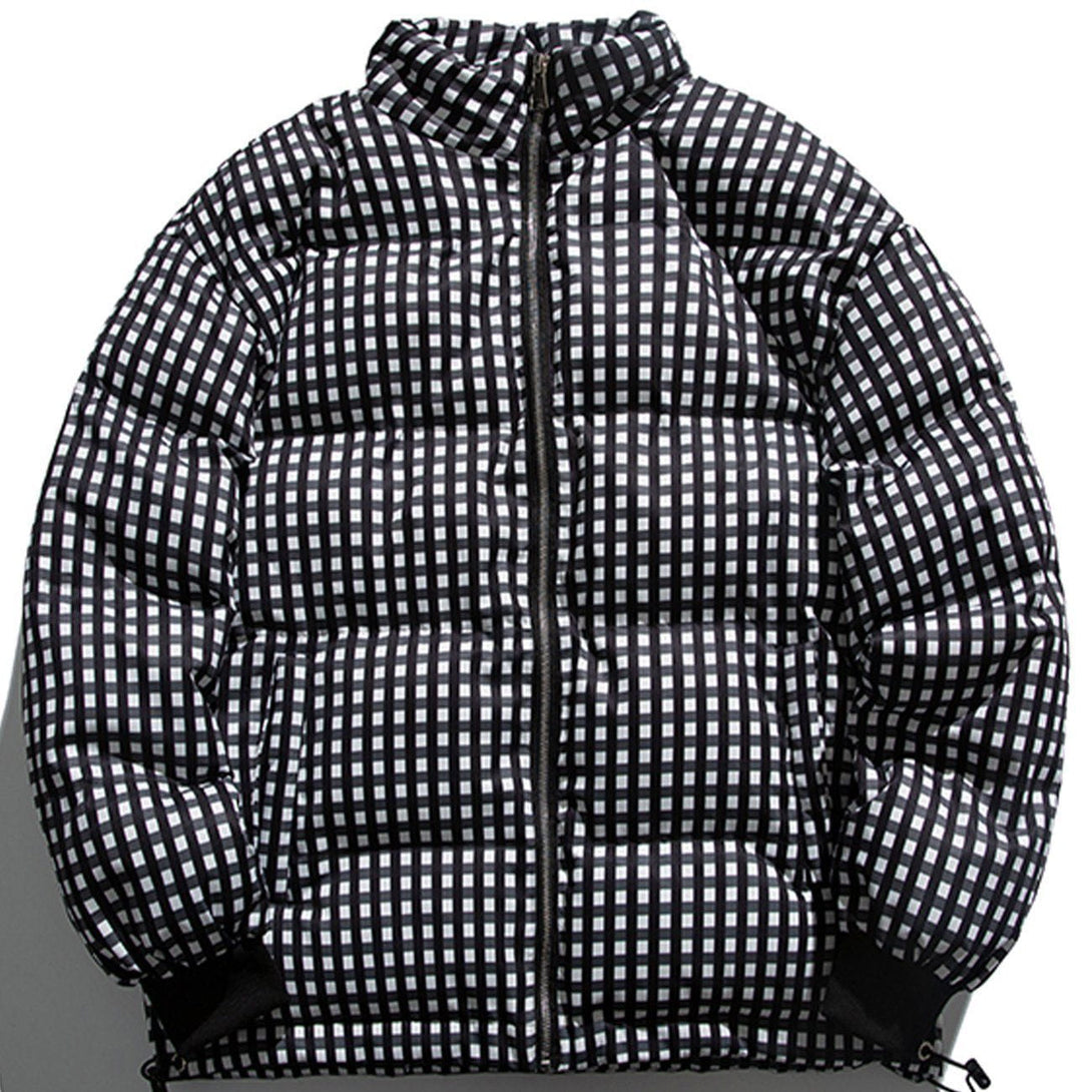 Helmiss - Checkered Pattern Winter Coat- Streetwear Fashion - helmiss.com