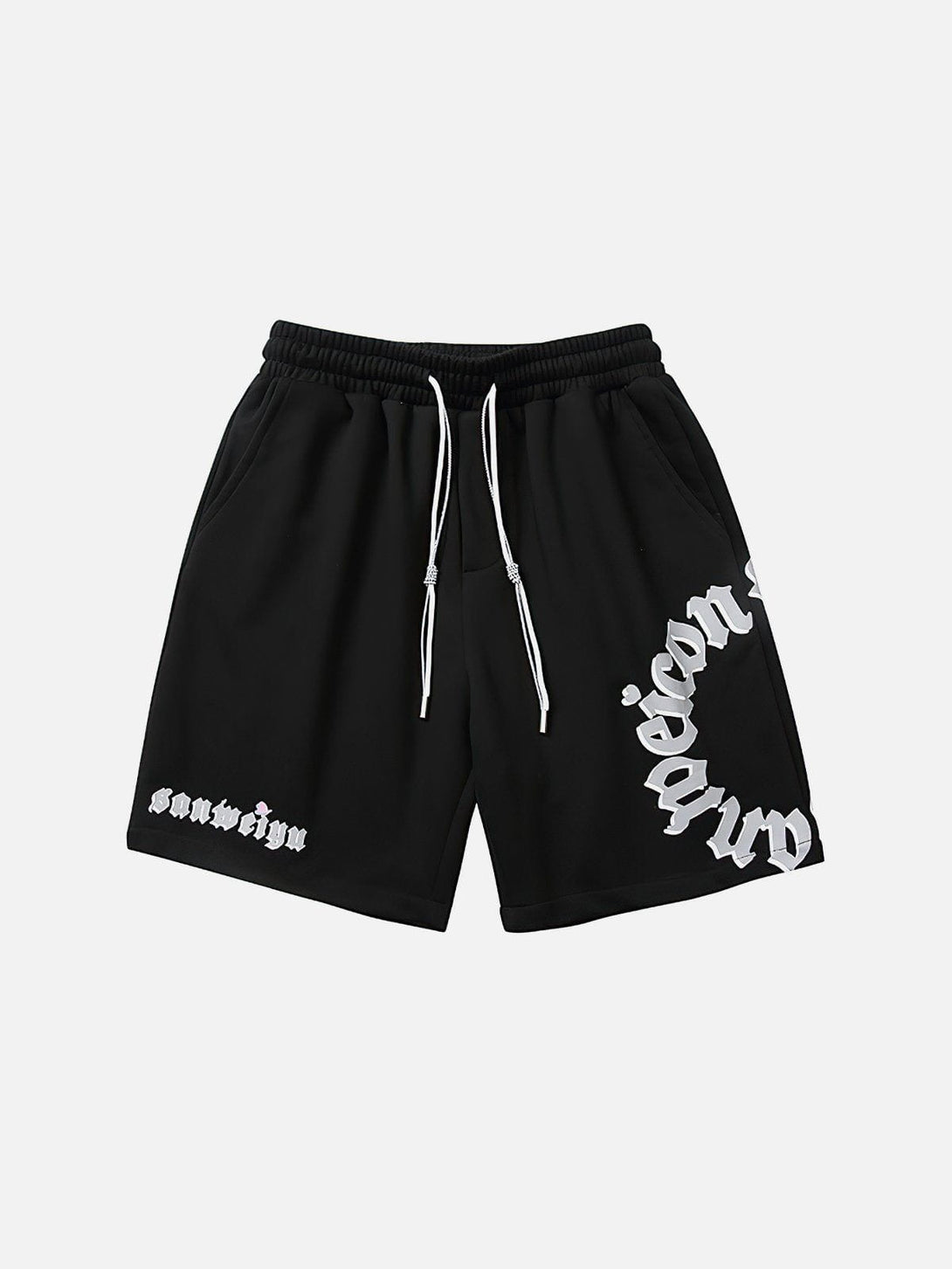 Helmiss - Circle Letter Drawstring Shorts- Streetwear Fashion - helmiss.com