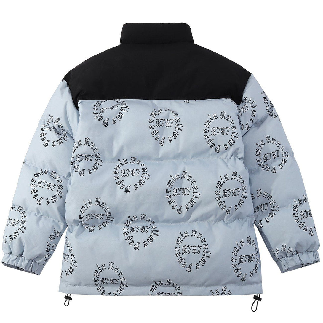 Helmiss - Circle Letter Full Print Winter Coat- Streetwear Fashion - helmiss.com