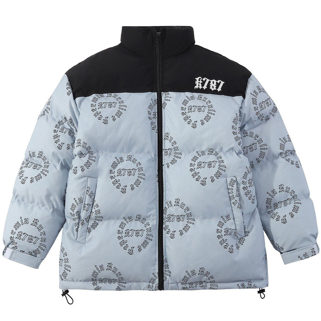 Helmiss - Circle Letter Full Print Winter Coat- Streetwear Fashion - helmiss.com