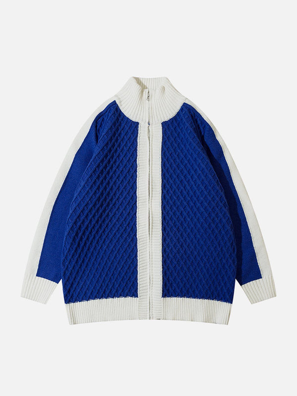 Helmiss - Clashing Color Patchwork Cardigan- Streetwear Fashion - helmiss.com