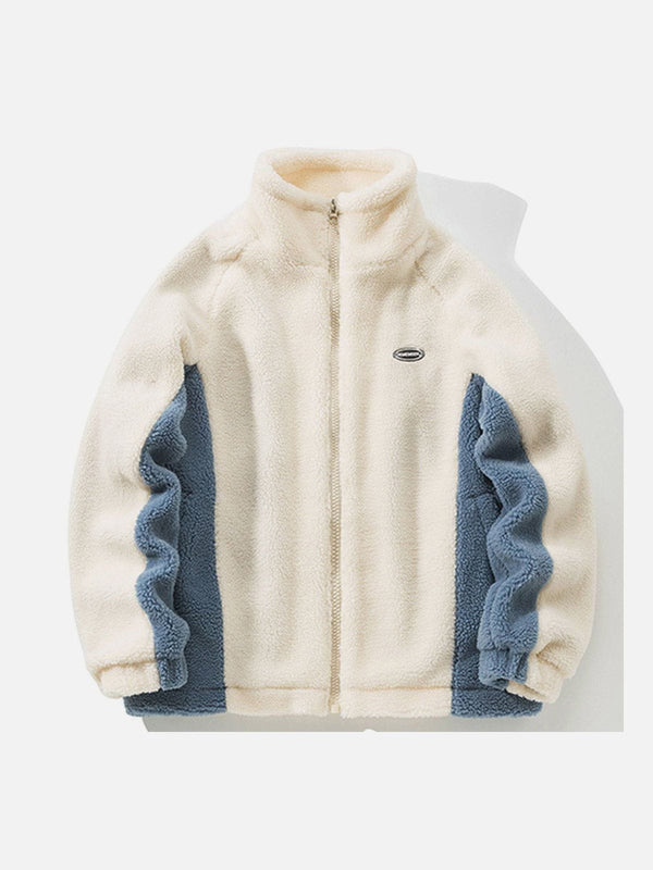 Helmiss - Classic Color Block Sherpa Coat- Streetwear Fashion - helmiss.com