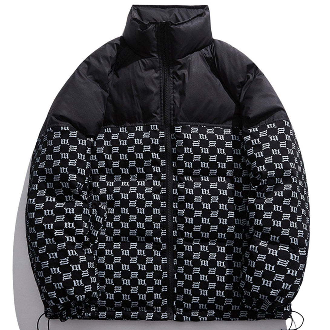 Helmiss - Color Block Check Winter Coat- Streetwear Fashion - helmiss.com