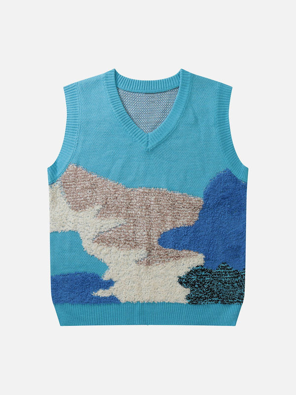 Helmiss - Color Block Jacquard Sweater Vest- Streetwear Fashion - helmiss.com