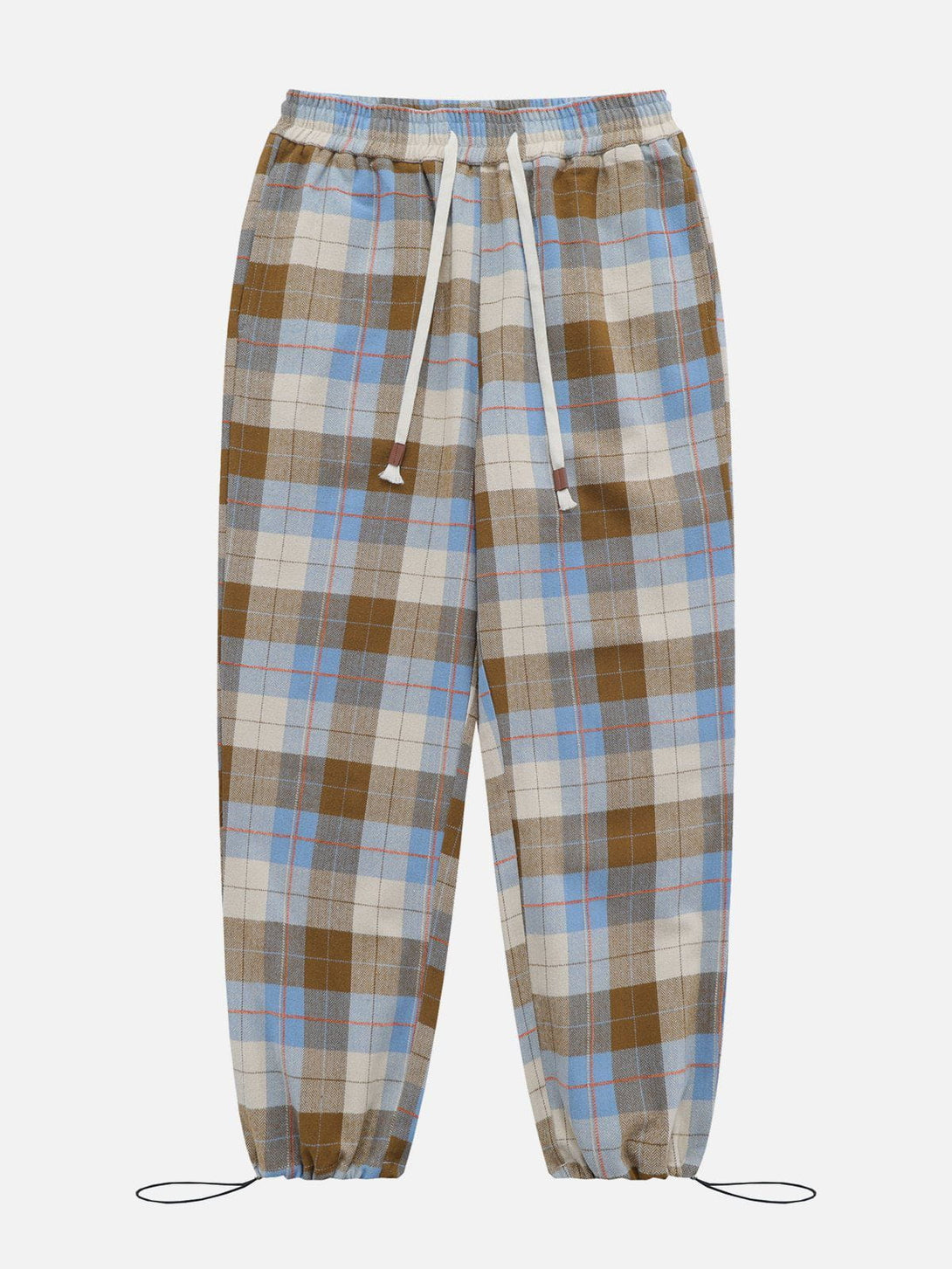 Helmiss - Color Block Plaid Drawstring Pants- Streetwear Fashion - helmiss.com