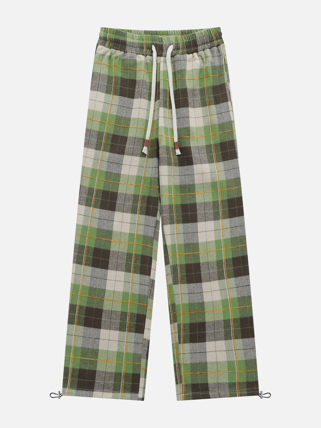 Helmiss - Color Block Plaid Drawstring Pants- Streetwear Fashion - helmiss.com