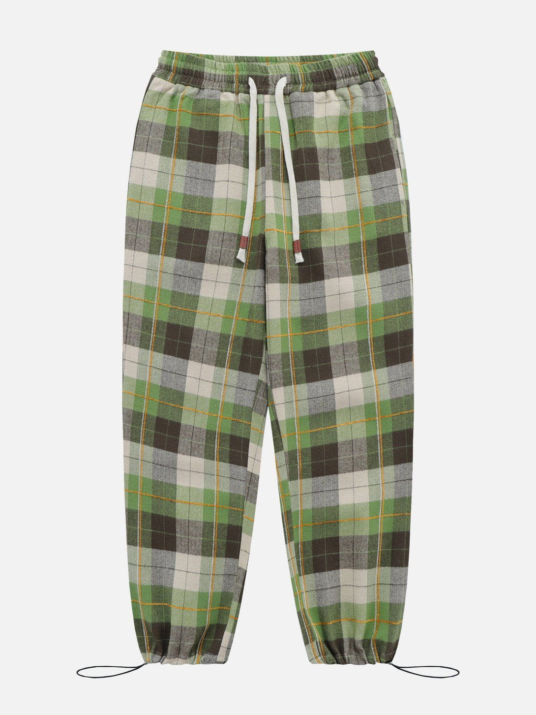 Helmiss - Color Block Plaid Drawstring Pants- Streetwear Fashion - helmiss.com