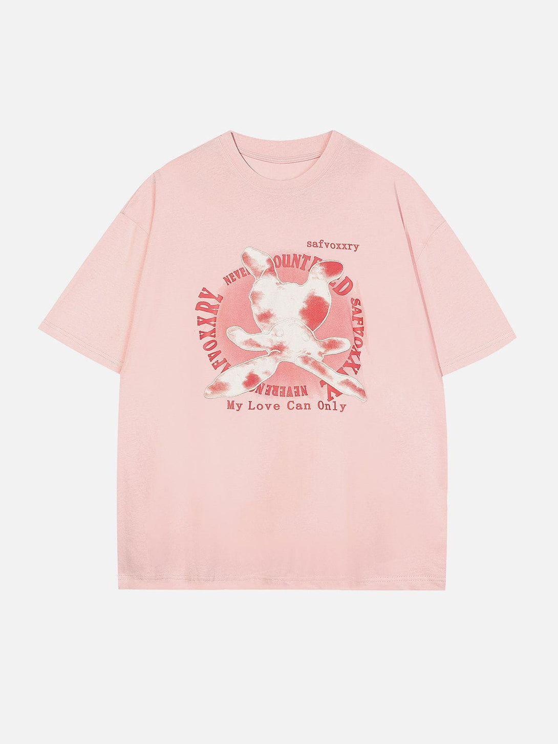 Helmiss - Color Blocking Bunny Embroidery Tee- Streetwear Fashion - helmiss.com