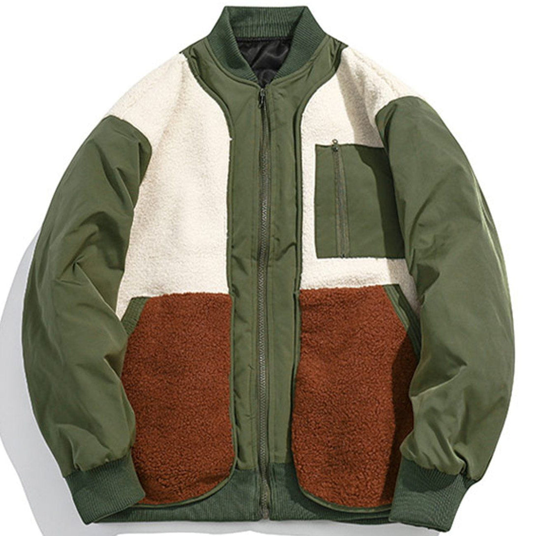 Helmiss - Color Matching Patchwork Winter Coat- Streetwear Fashion - helmiss.com