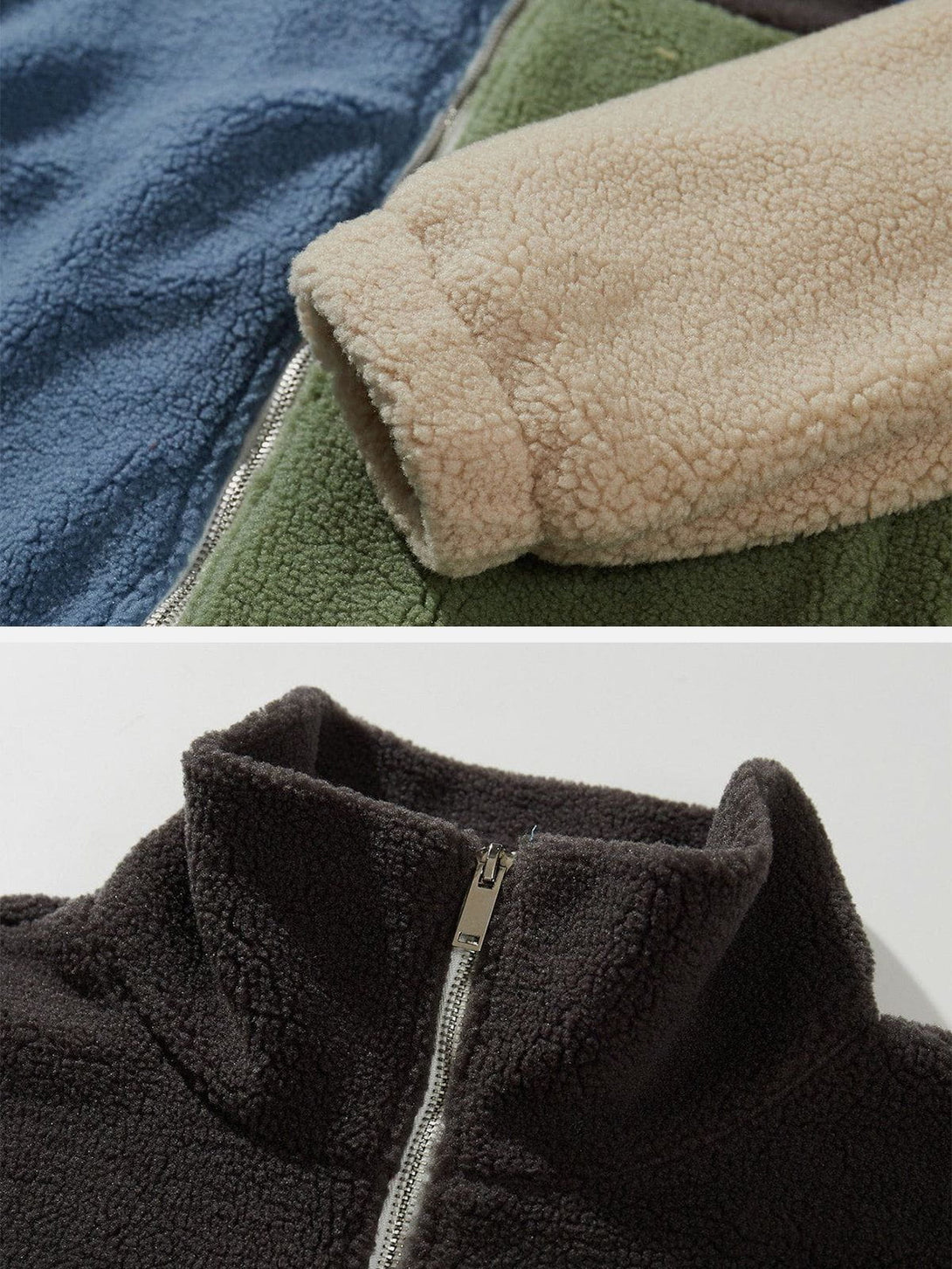 Helmiss - Color Matching Sherpa Coat- Streetwear Fashion - helmiss.com