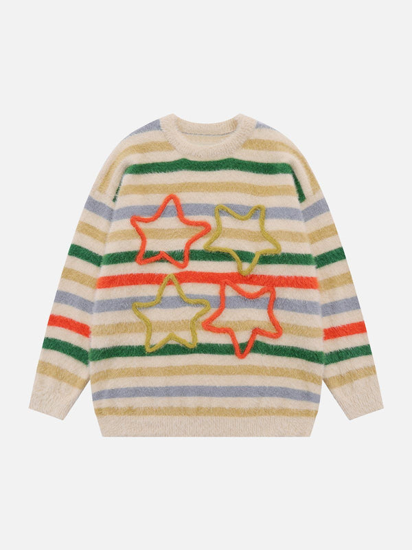 Helmiss - Color Striped Star Sweater- Streetwear Fashion - helmiss.com