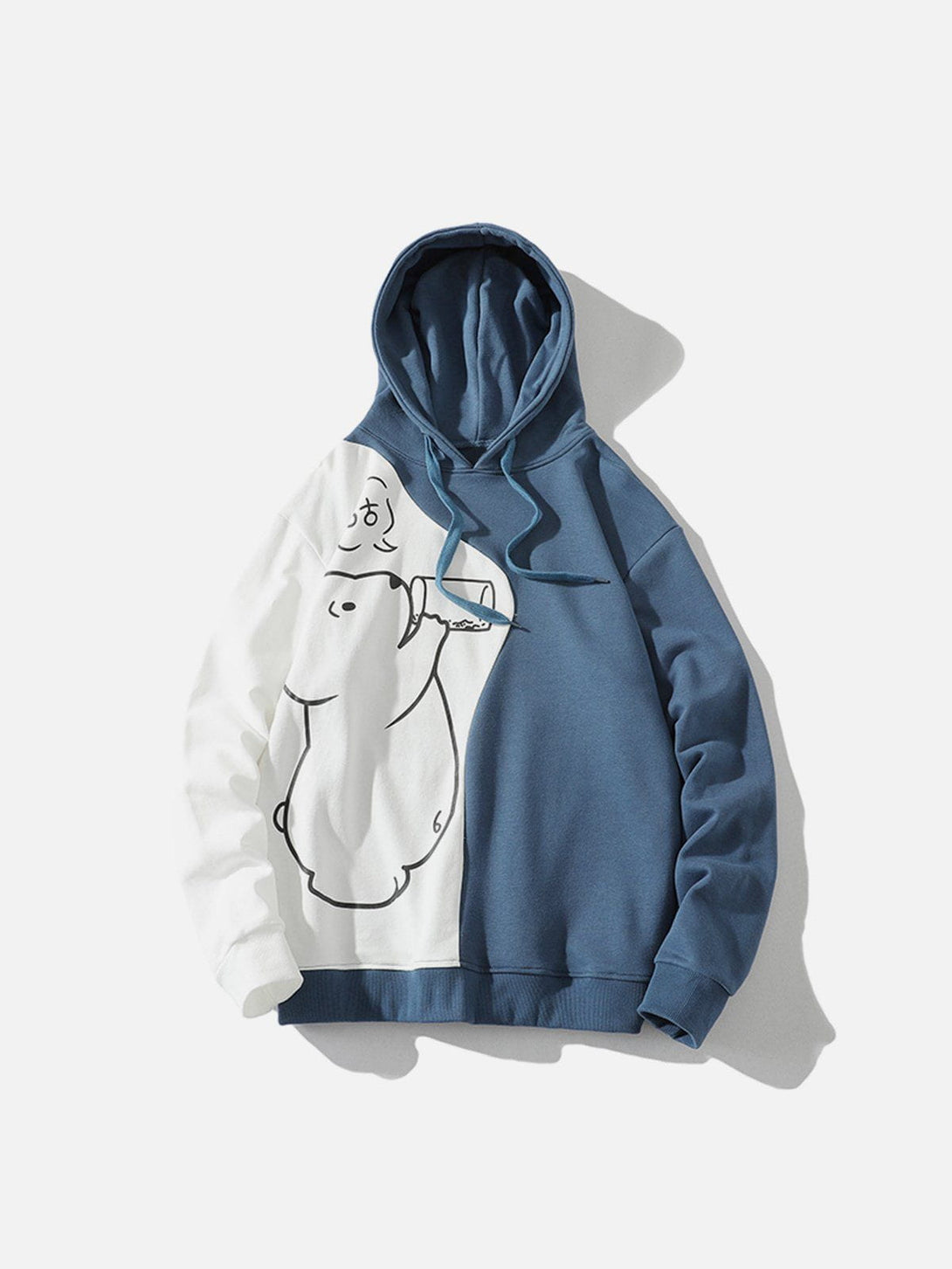 Helmiss - Colorblock Bear Print Hoodie- Streetwear Fashion - helmiss.com