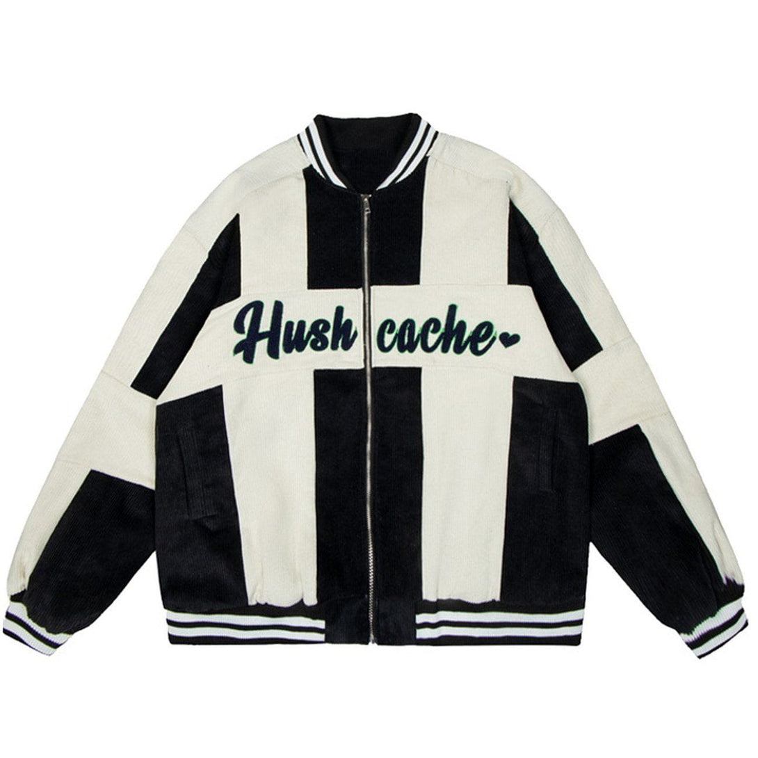 Helmiss - Colorblock Embroidery Winter Coat- Streetwear Fashion - helmiss.com