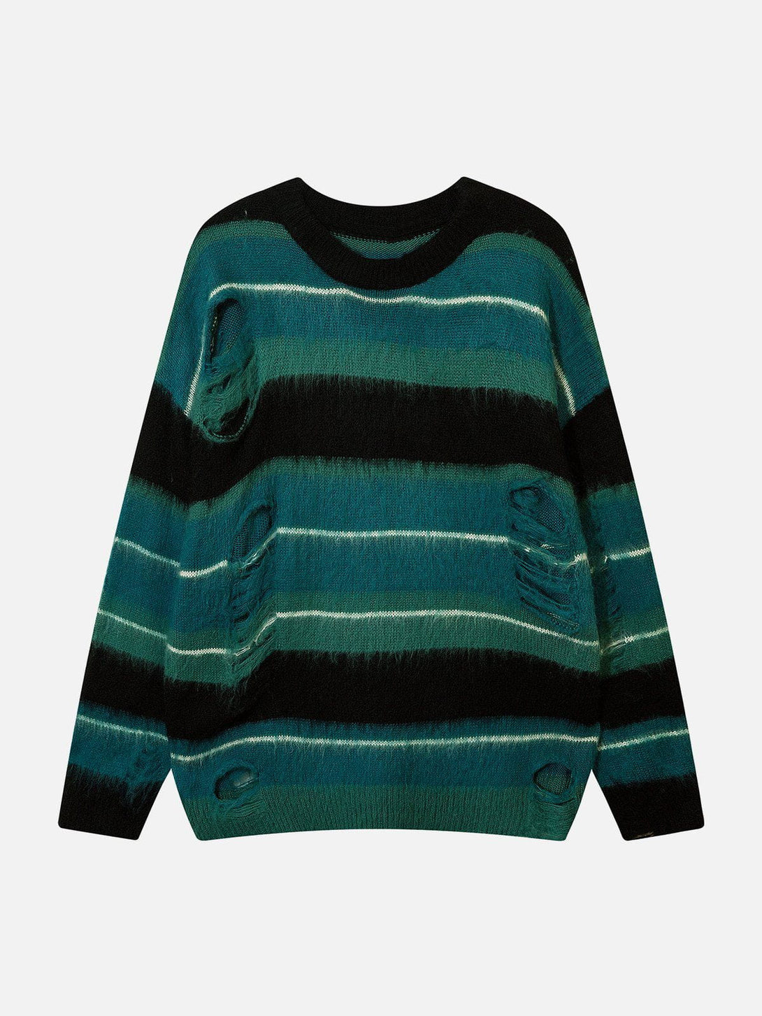 Helmiss - Colorblock Hole Stripe Sweater- Streetwear Fashion - helmiss.com