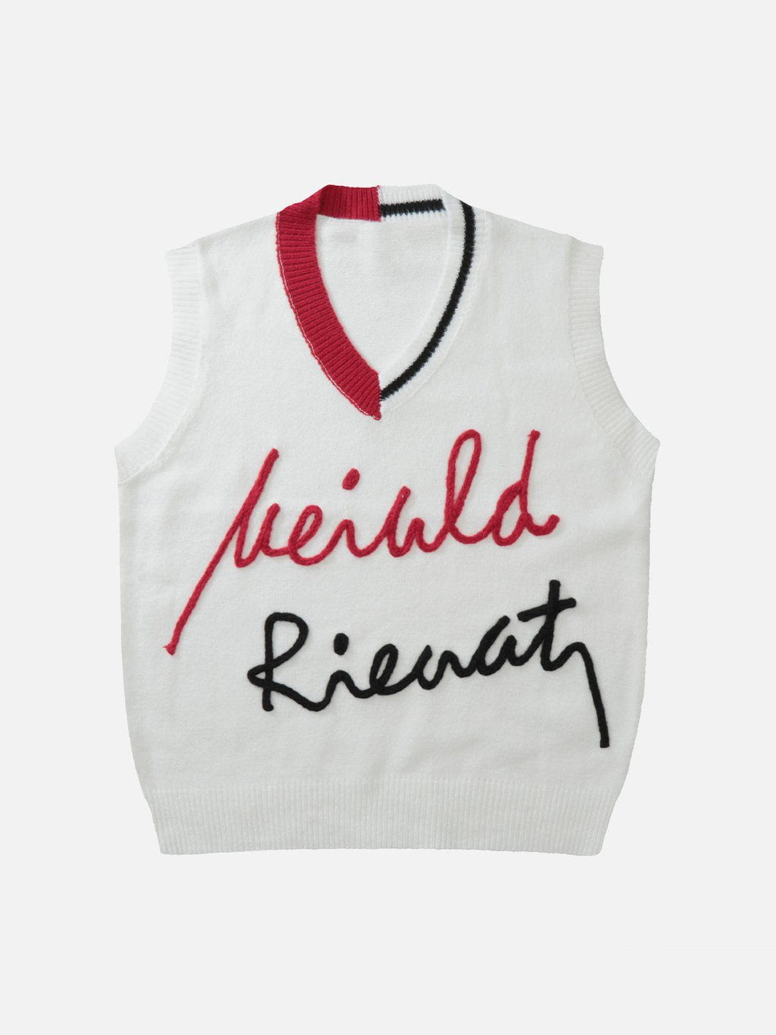 Helmiss - Colorblock Line Letter Sweater Vest- Streetwear Fashion - helmiss.com