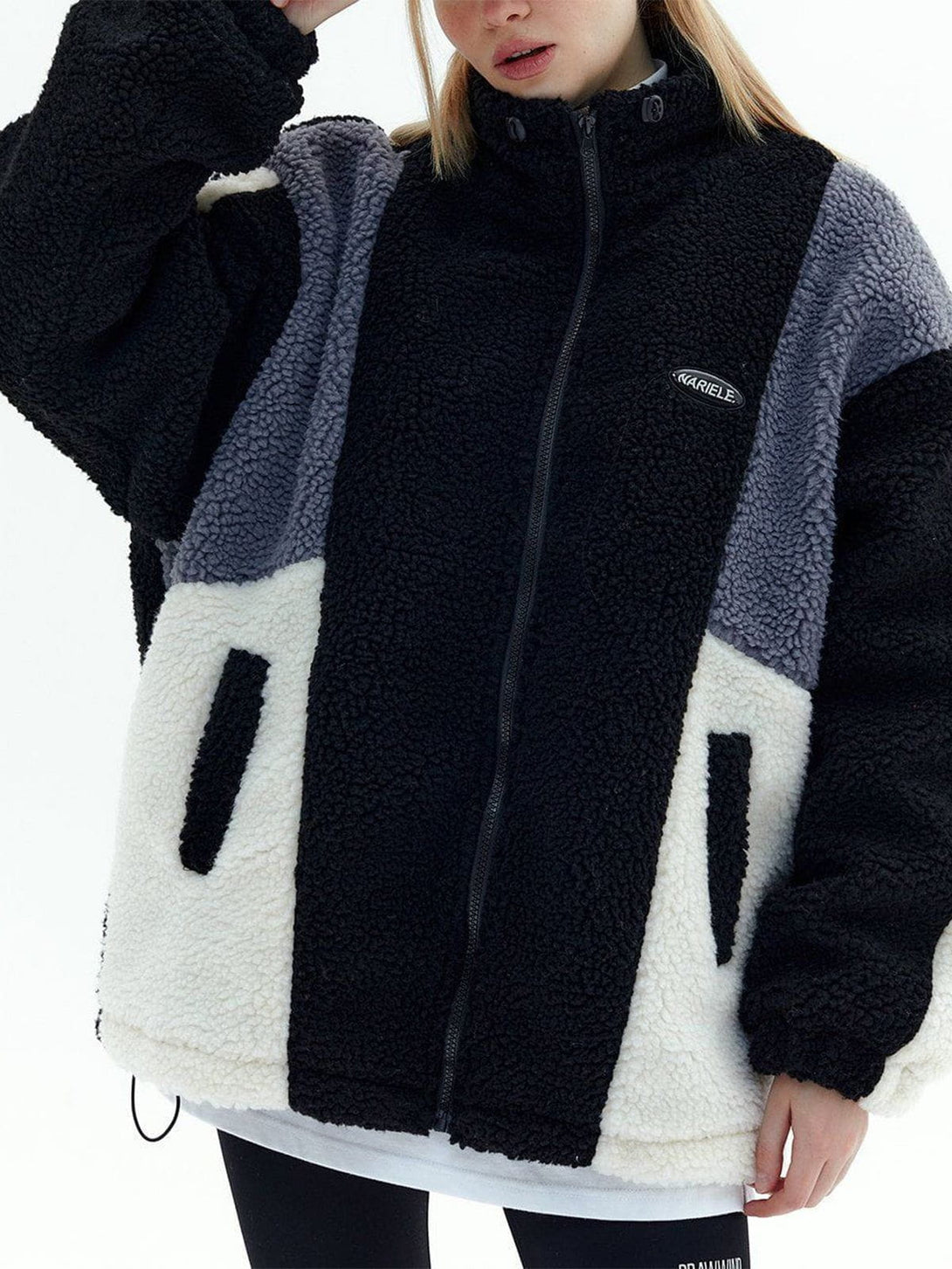 Helmiss - Colorblock Sherpa Winter Coat- Streetwear Fashion - helmiss.com