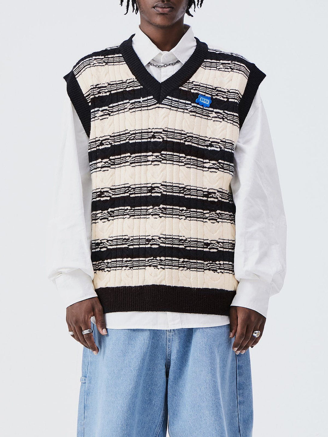 Helmiss - Colorblock Stripe Sweater Vest- Streetwear Fashion - helmiss.com