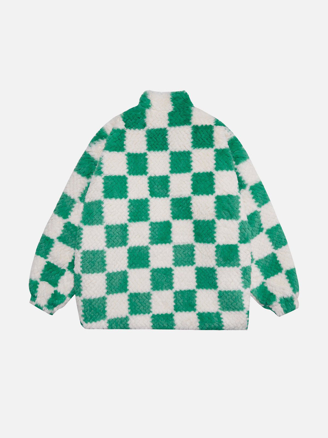 Helmiss - Contrast Checkerboard Sherpa Coat- Streetwear Fashion - helmiss.com