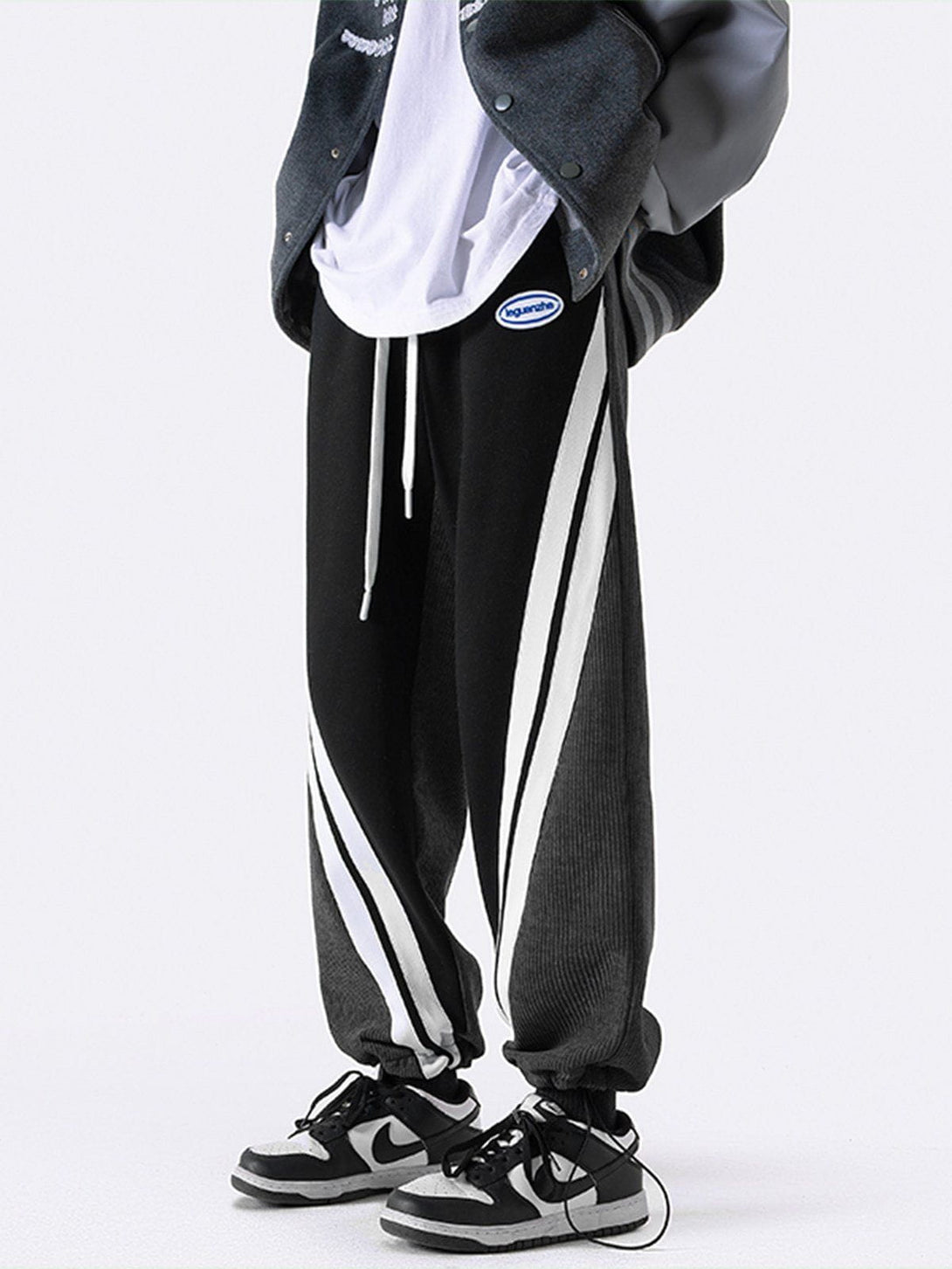 Helmiss - Contrast Corduroy Sweatpants- Streetwear Fashion - helmiss.com