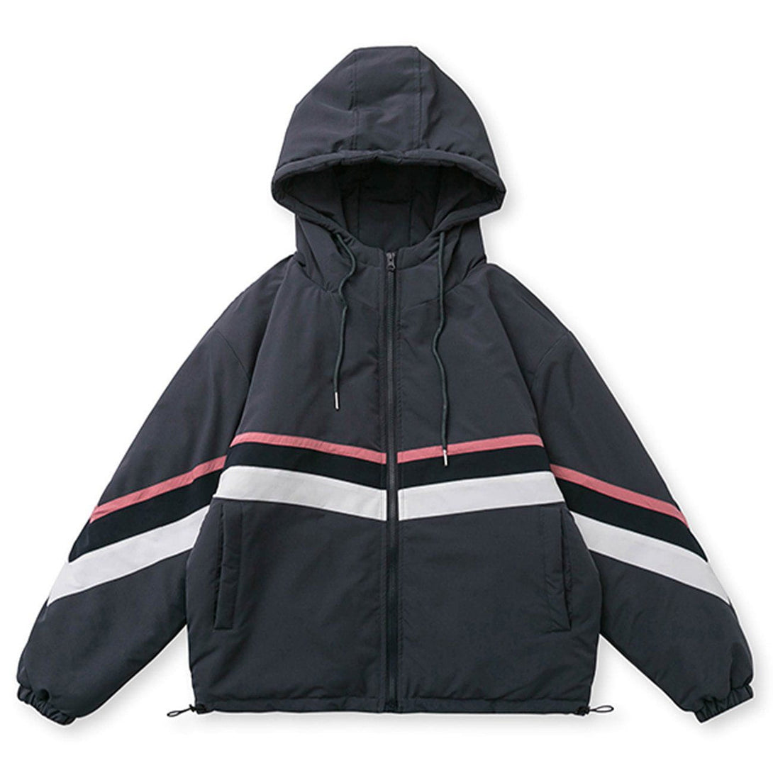 Helmiss - Contrast Panel Hood Winter Coat- Streetwear Fashion - helmiss.com