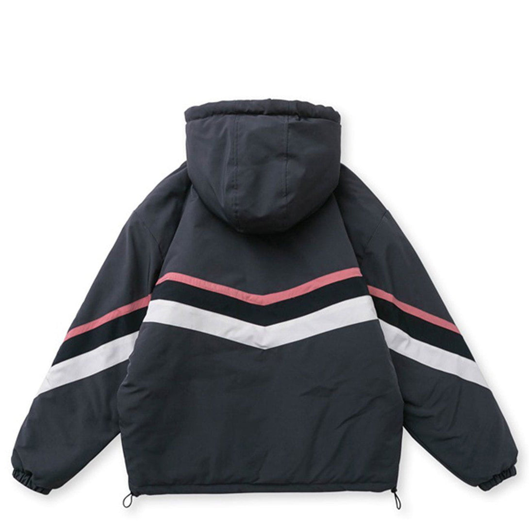 Helmiss - Contrast Panel Hood Winter Coat- Streetwear Fashion - helmiss.com