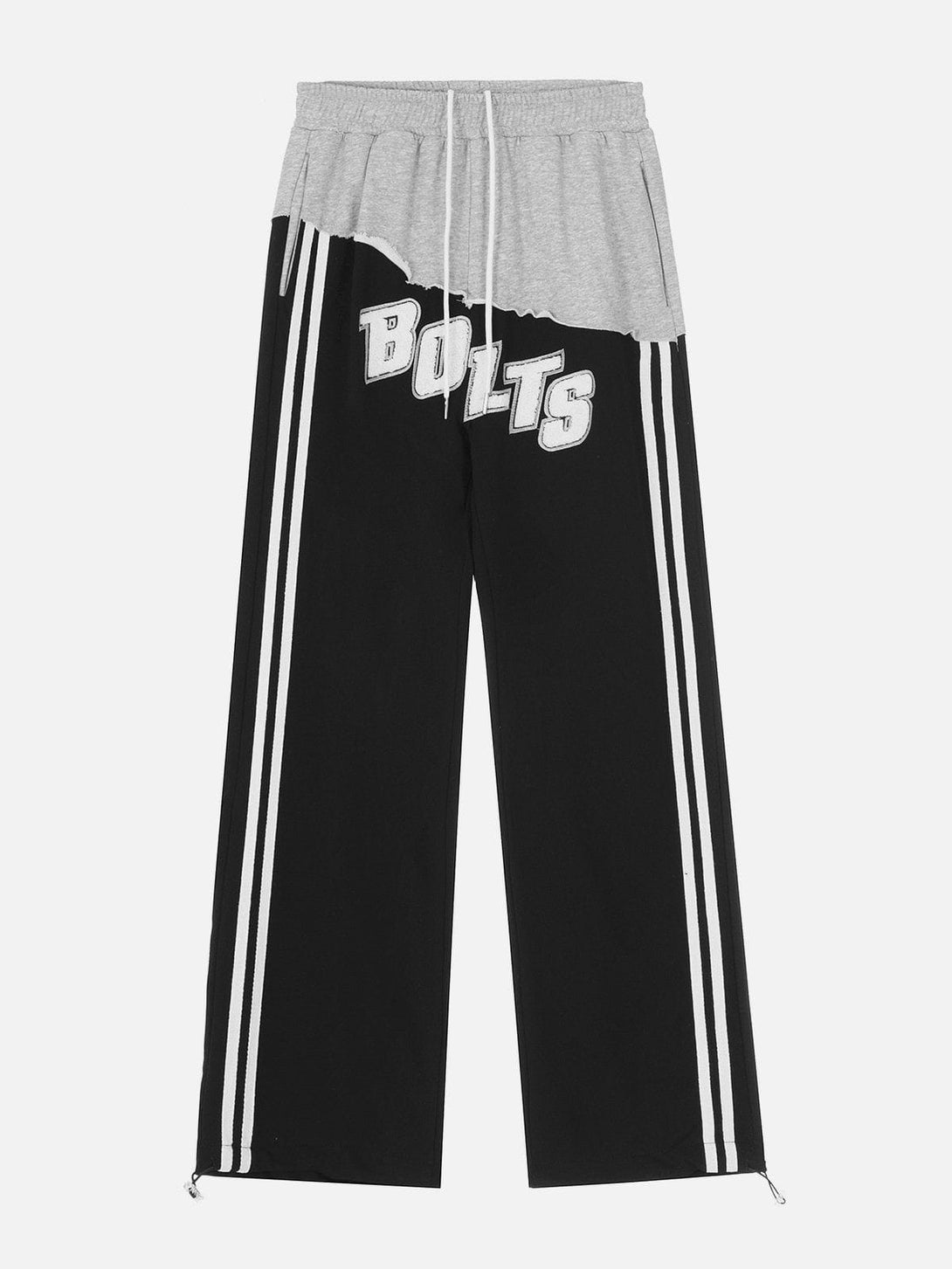 Helmiss - Contrast Panel Lettered Flocked Sweatpants- Streetwear Fashion - helmiss.com