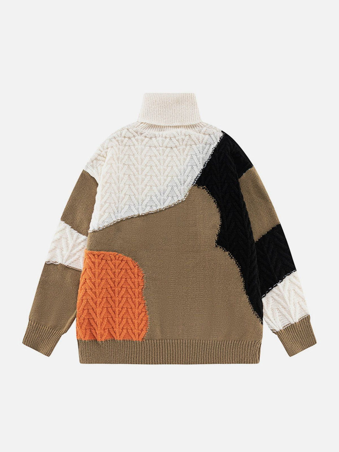 Helmiss - Contrast Patchwork Turtleneck Sweater- Streetwear Fashion - helmiss.com