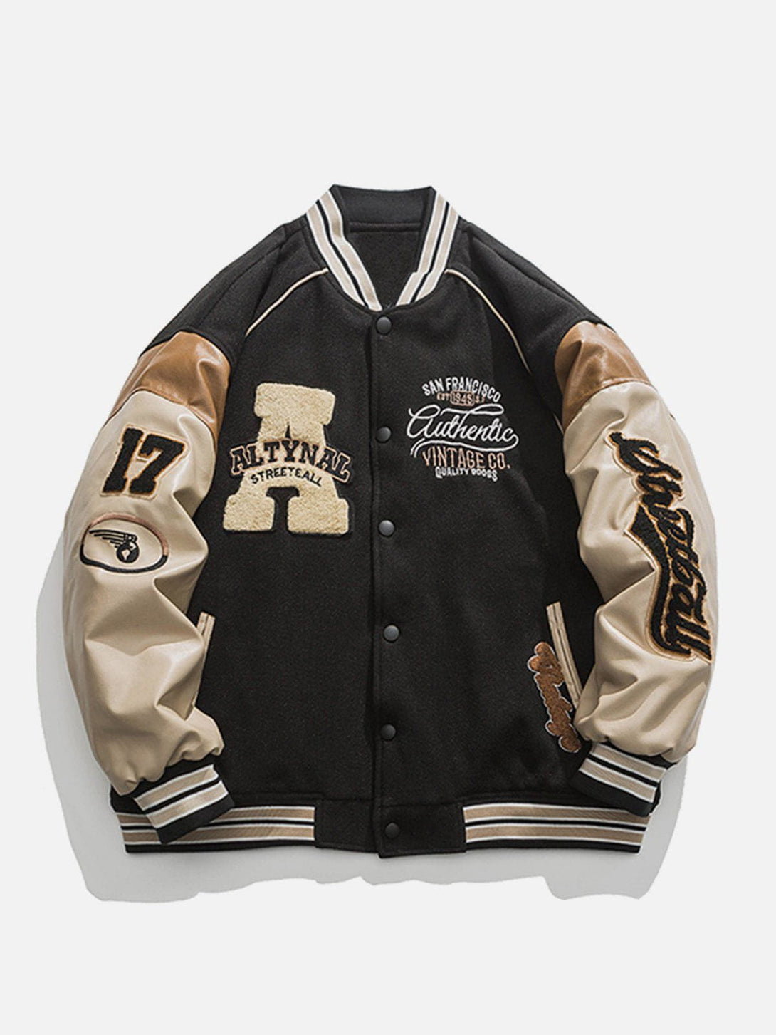 Helmiss - Contrast Stitching Thicken Varsity Jacket- Streetwear Fashion - helmiss.com