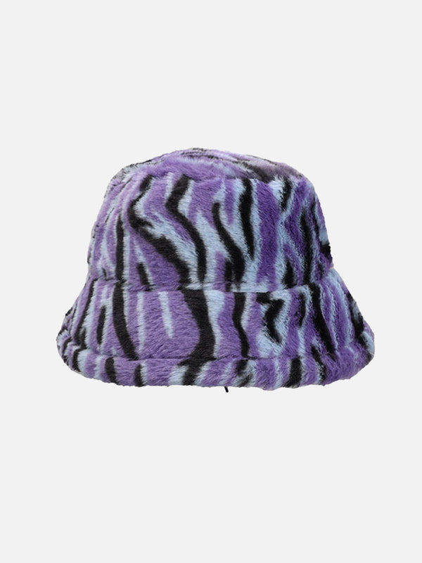 Helmiss - Contrast Striped Plush Vintage Bucket Hat- Streetwear Fashion - helmiss.com